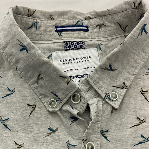 Denim & Flower Button up Shirt Stone Gray - Picture 3 of 3